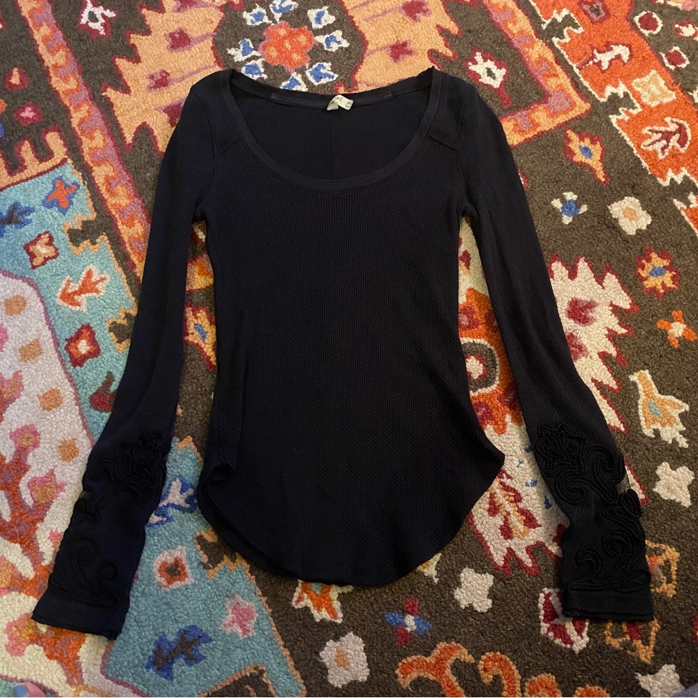free people masquerade cuff thermal henley